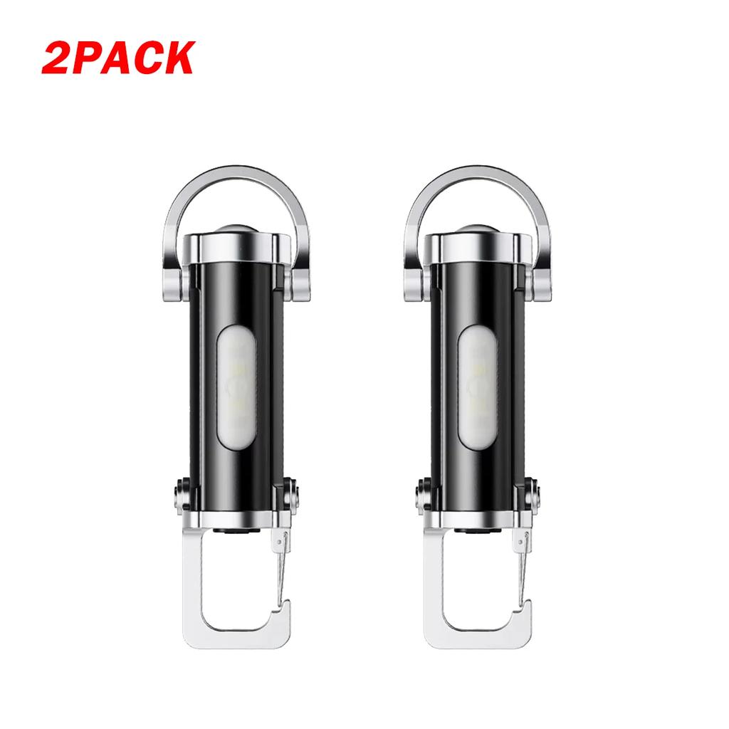 Rechargeable LED Keychain Flashlights Multifunction EDC Work Light 7 Modes Emergency Keychain Lamp for Walking Searching Hiking