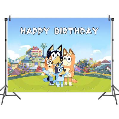Bluey Geburtstagsparty Zubehör Einweg-Geschirrset Becher Servietten Teller Hängende Wirbel Banner Für Jungen Kinder Party Dekoration