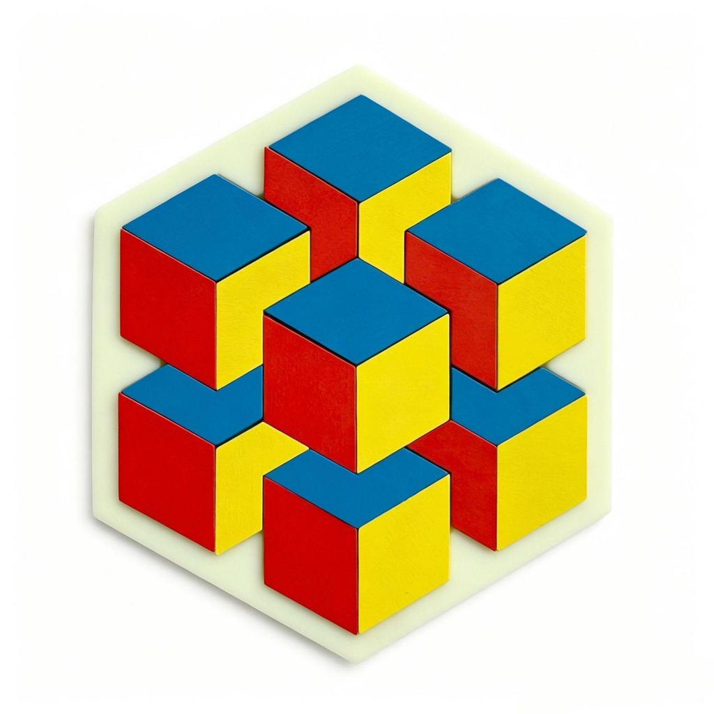 3D Tangram Puzzle: Optical Illusion Brain Teaser for Kindergarten Kids, Boys & Girls, Age 3+