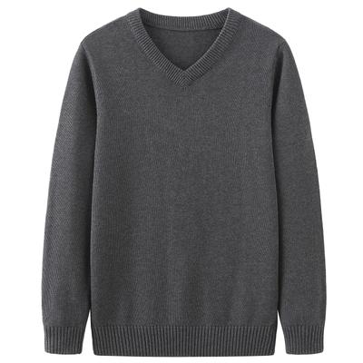 Rakityo Knit Long Ribbed Solid Plus Size M Men's Sweater, V-Neck, Sleeve, Knit, Cotton, Color, Stylish, Sizes, Gray,