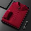 Men's Winter Velvet Zipper Sweater - Thick, Warm Round Neck Knit for Middle-Aged Dads
