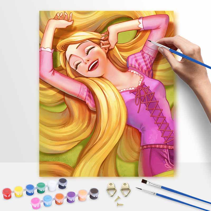Disney oil painting Rapunzel handmade diy art painting home decoration 30x40cm