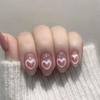 24Pcs Sweet Pink Almond Fake Nails Stiletto Pink Bowknot French Cute Pearl Bows Fake Nails Girls Women Wearable Manicure