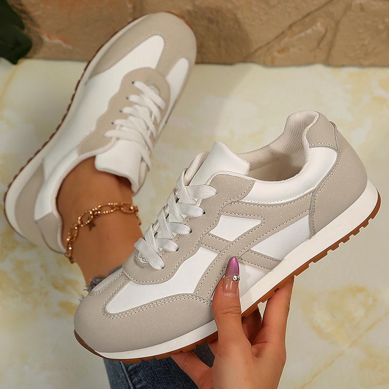 Fashion Women's Contrast Color Casual Sneakers Comfort Non Slip Soft Sole Walking Shoes Woman Fashion Black White Striped Flat Sneakers
