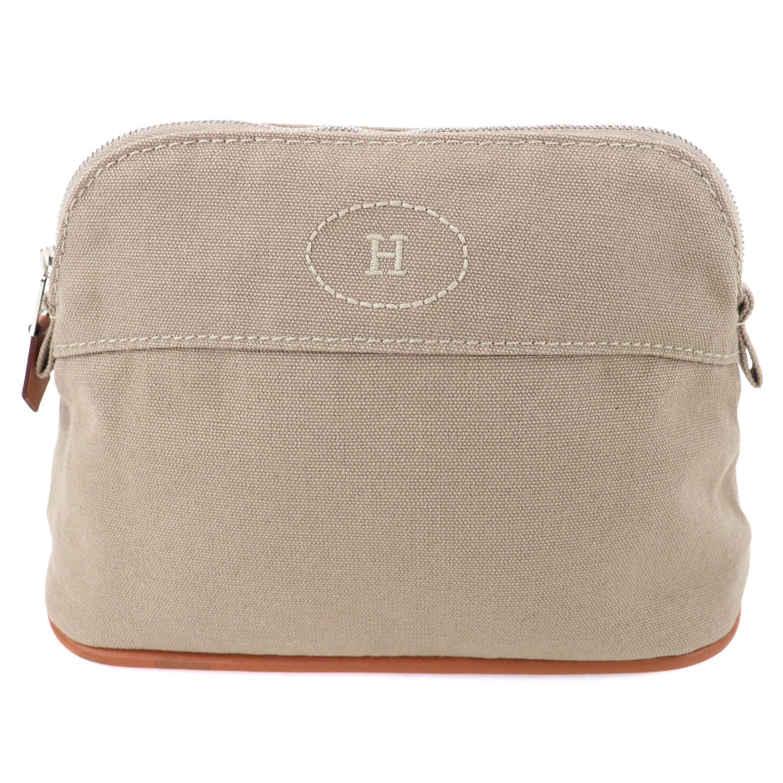 Great HERMES Cosmetics Pouch Bored Porch PM beige cotton Women Used