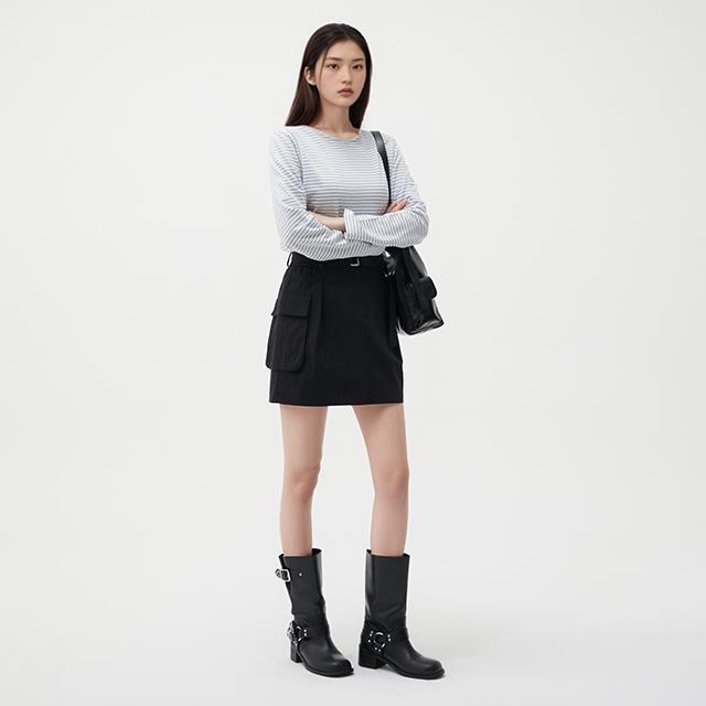 Rap Cotton Belted Cargo Mini Skirt Ar1Ws260