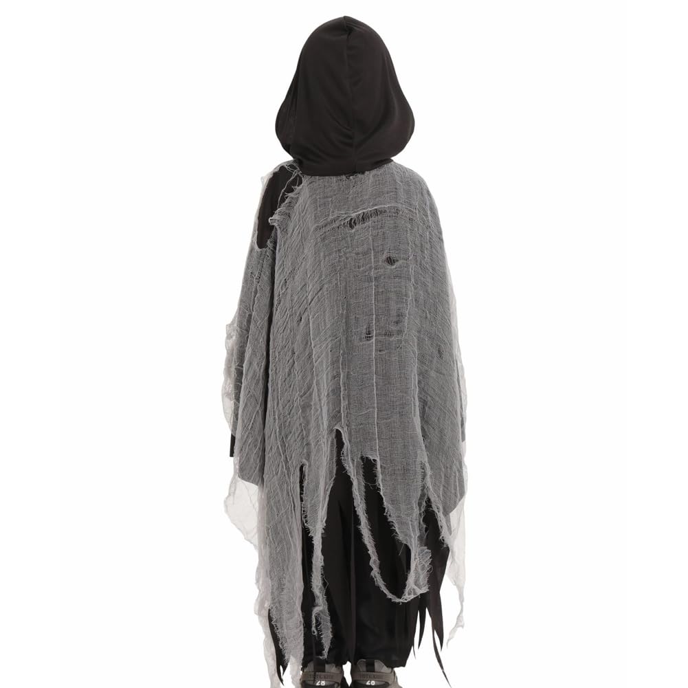 Halloween Costume for Kids Grim Reaper Cloak Ghost Disguise Devil Wizard Cosplay Cloak Witch Shrine Maiden [Yolrky] (L)