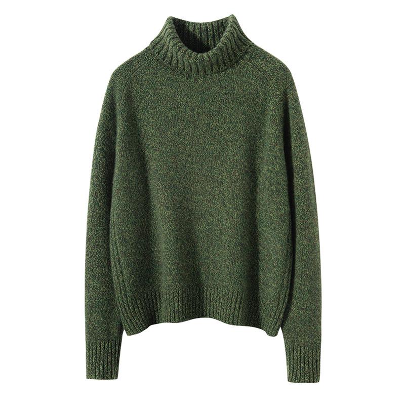 Women's Thickened Cashmere Sweater: High Neck, Loose Fit for Autumn & Winter, Warm Base Layer, Casual Knitwear