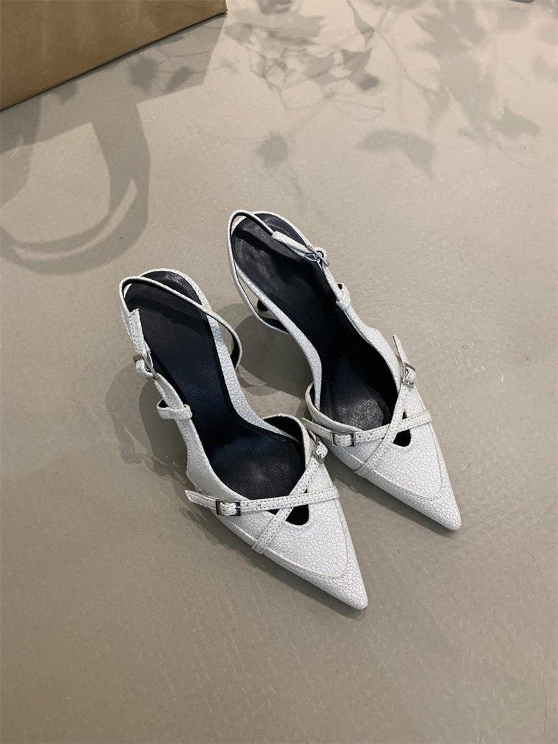 

Нишевые крэковые высокие каблуки 2025 года, новый французский темперамент, элегантная мода, фея, заостренная голова, неглубокий рот, босоножки на шпильке 35