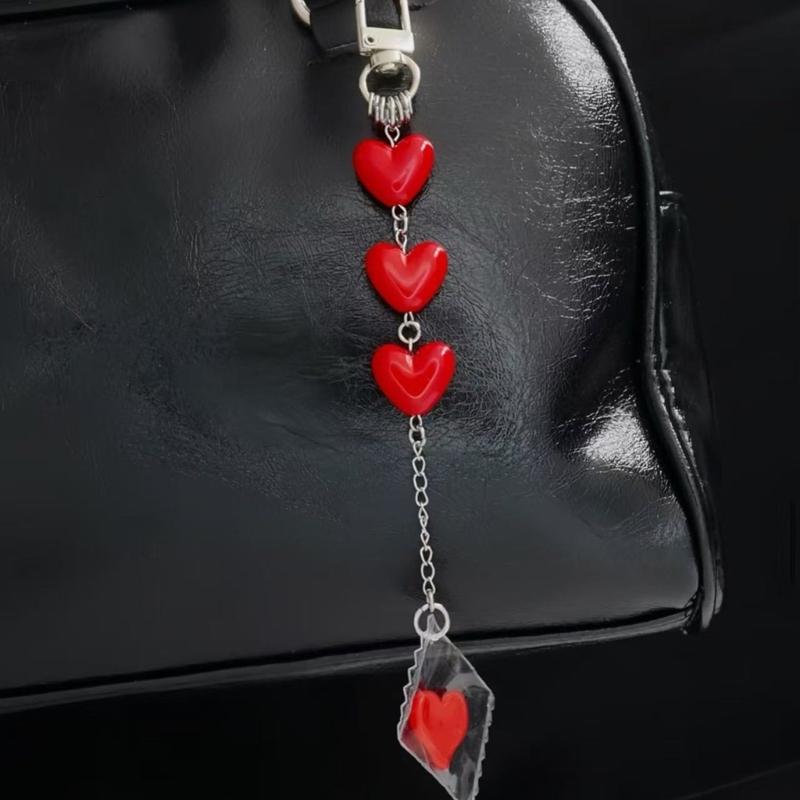 Playful Red Candy Pouch Keyring Heart Shaped Alloy Resin Accessory  Ideal For Keys Gifts Decoration Hanging Charm