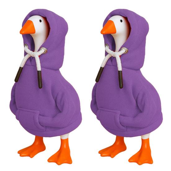 2Pcs Mini Goose Hoodie 7 Inch Desk Goose Outfit Tabletop Goose Statue Costume for Magnetic Goose Figurine Key Holder Table Decor