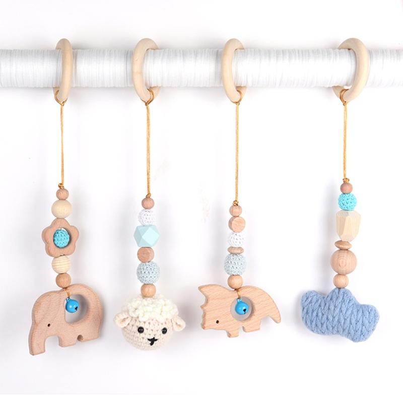 4 Pcs/Set Baby Sensory Toys Stroller Ornaments Rattle for Play Gym Frame Activity Hanging Pendants Fitness Rack Decorati
