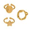 Oumaijia 18k Gold-Plated Geometric Zircon Pentagram Open Ring