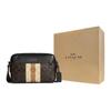 Coach Graham 25 Classic Monogram Striped Color Block Zipper Camera Bag Men Shoulder Bag Black Dark-Brown C9965-QBMAA