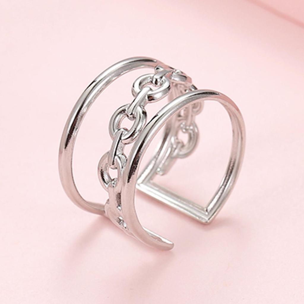 Internet Celebrity Adjustable Stainless Steel Hollow Chain Ring