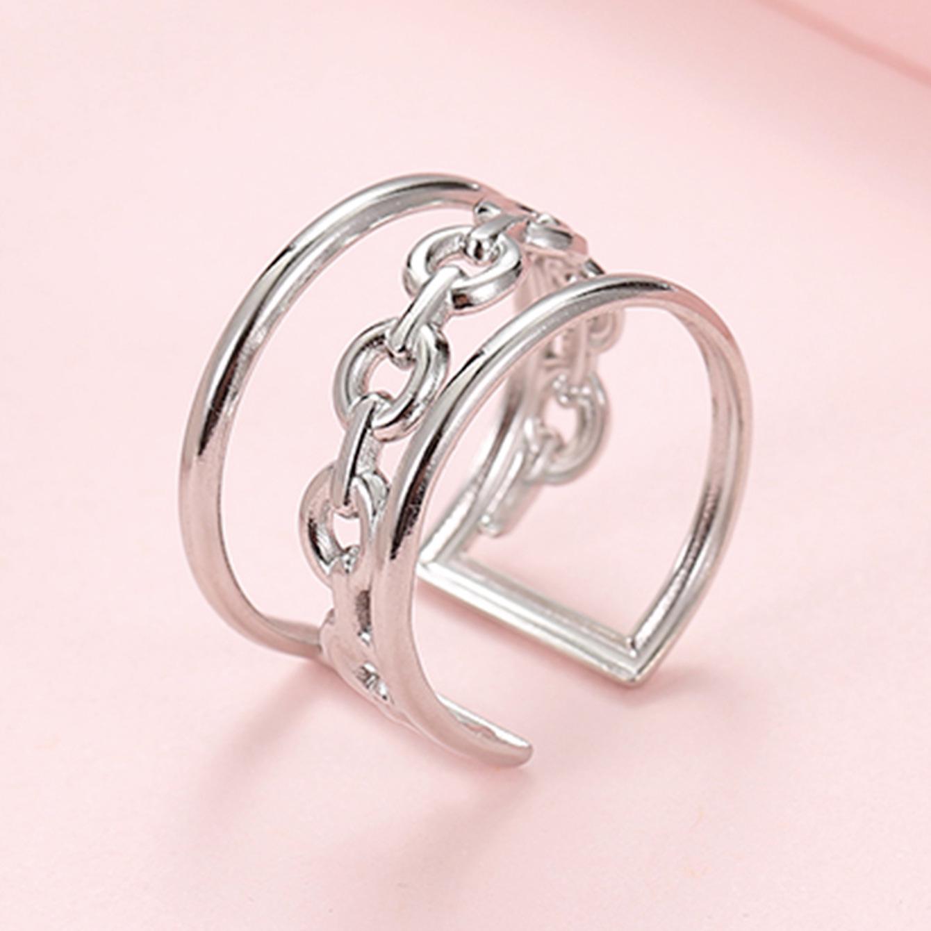 Internet Celebrity Adjustable Stainless Steel Hollow Chain Ring