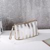 Portable Striped Makeup Bag Small Size Gold Edge Handbag Mini Soft Travel Outdoor Cosmetic Storage Bags Women's Bag