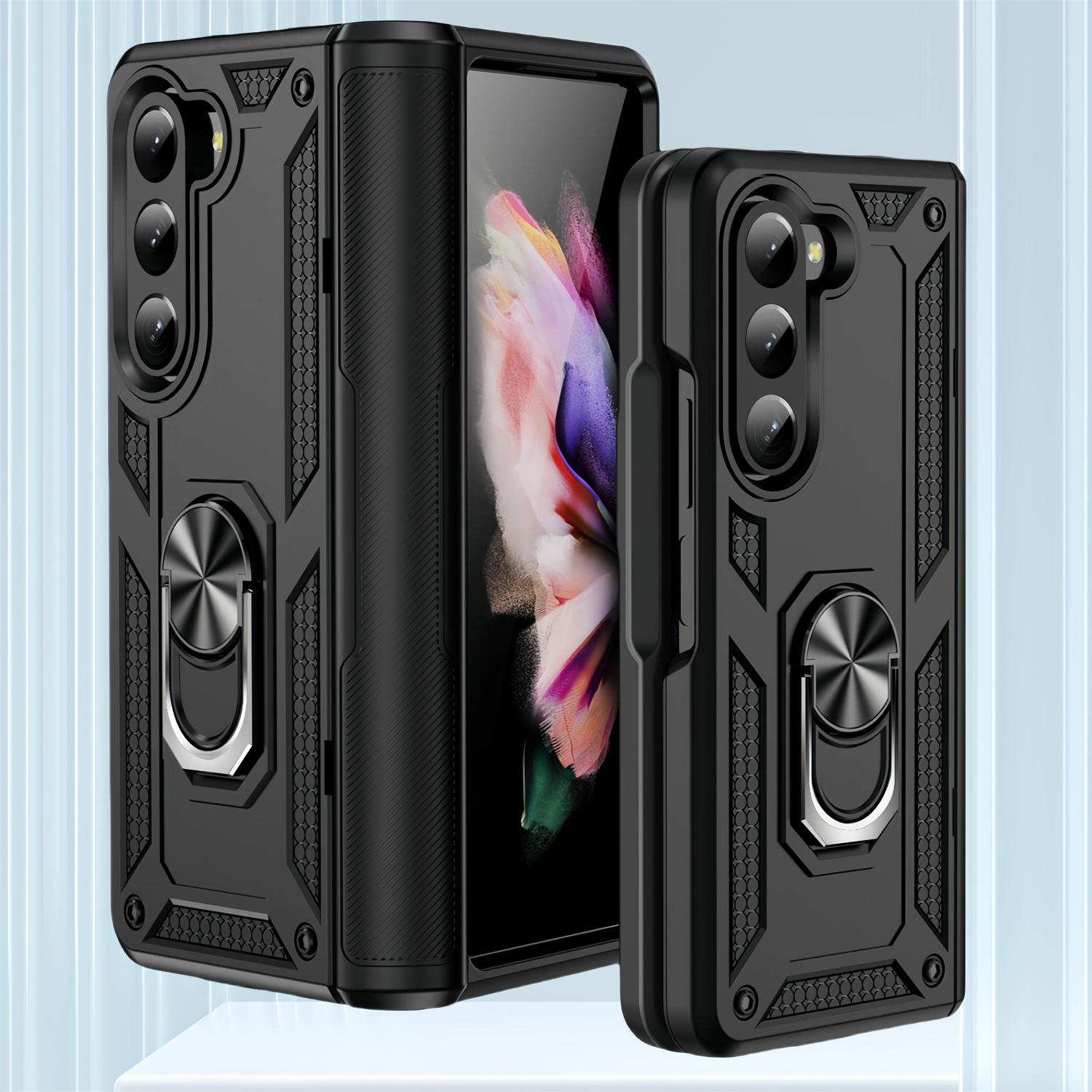 

Противоударный чехол-держатель для Samsung Galaxy Z Fold 6 5G Fold6 Fold5 Fold 5 Hard Strong Phone Accessories Folding Covers for Galaxy Z Fold 5 чёрный