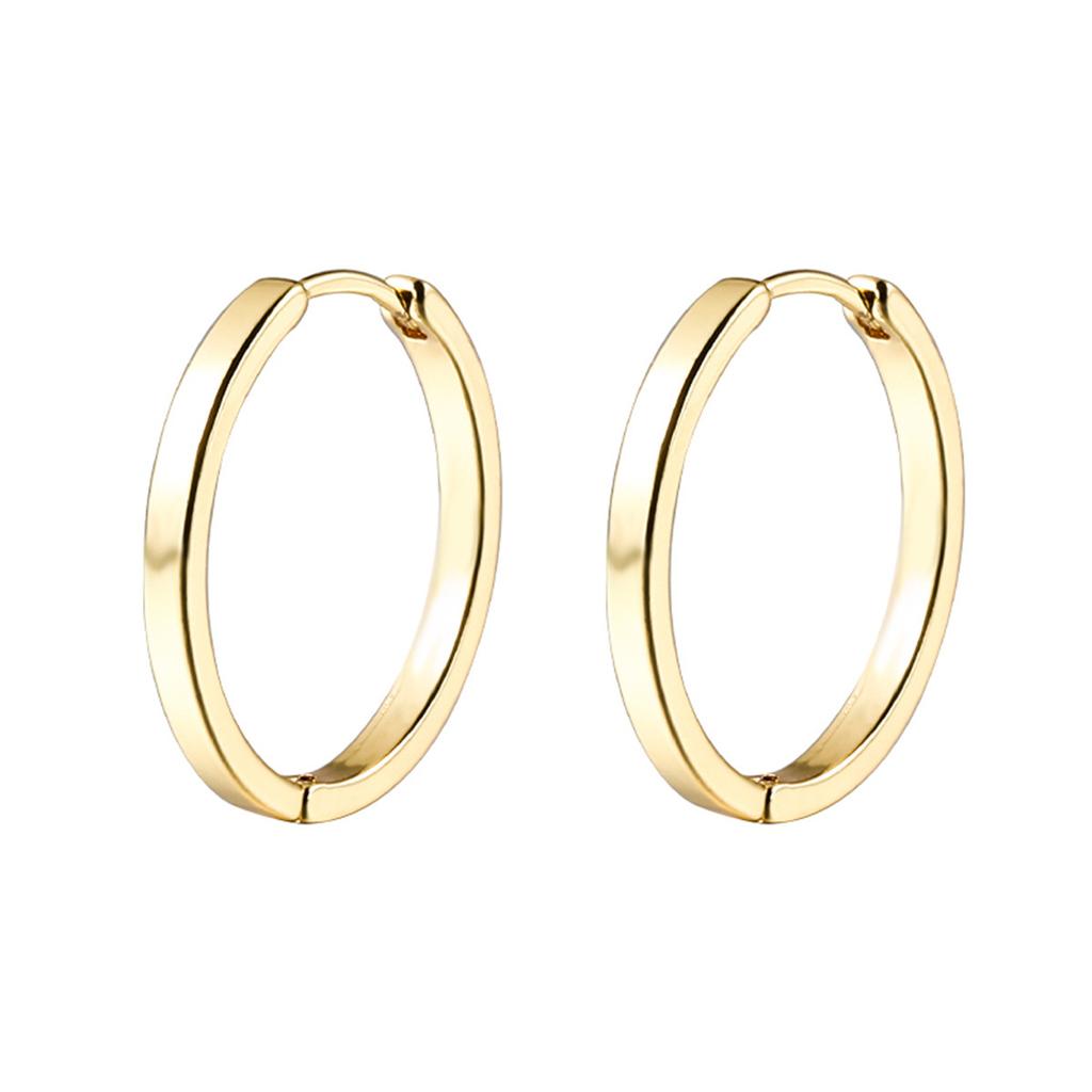 925 Silver Needle Plain Ring Earrings Light Luxury Fashion High Temperament Earrings Simple and Exquisite Versatile Autumn and Winter Ear Jewelry