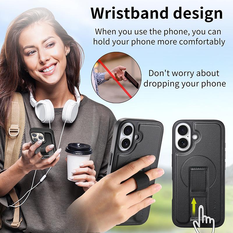 Leather Wallet Case for IPhone 17 Pro Air 15 14 13 12 16 Pro Max Plus Magsafe Case 2 in 1 Detachable Magnetic Flip Cover Holder