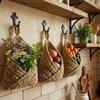 3PCS/SET Hand Woven Fruit Vegetables Basket Wall Mounted Cotton Rope Storage Mesh Bag Mesh Pocket Breathable