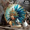 1pc Vintage Indian Woman Round Aluminum Sign Wall Art Metal Decor for Home Bar Kitchen Living Room Retro Gift