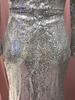 2025 Gold Feather Split Evening Gown - Sexy European & American Style Women's Dress