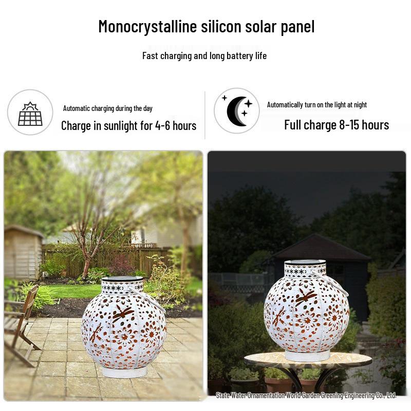 Solar-Powered Iron Tree Lamp: Decorative Outdoor Hanging Lantern