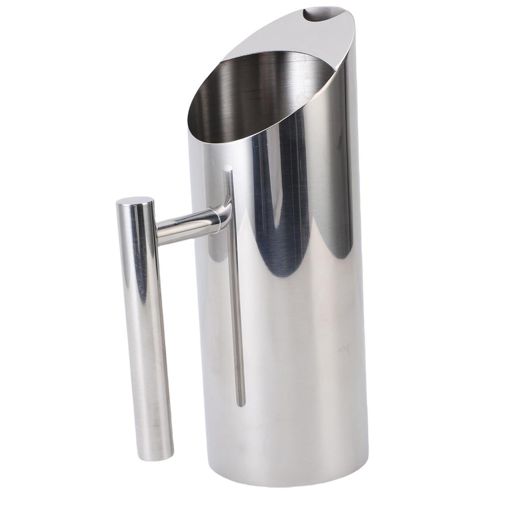 Water Pitcher 1L 304 Stainless Steel Straight Body Drink Pitcher with Spill Proof Spout for Cocktail Flower Tea Cold
