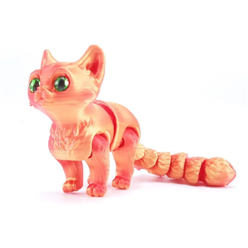 Multi-joint Mini Cat Figure Articulated 3D Cat Doll Home Room 3D Printed Cat  Car Decoration