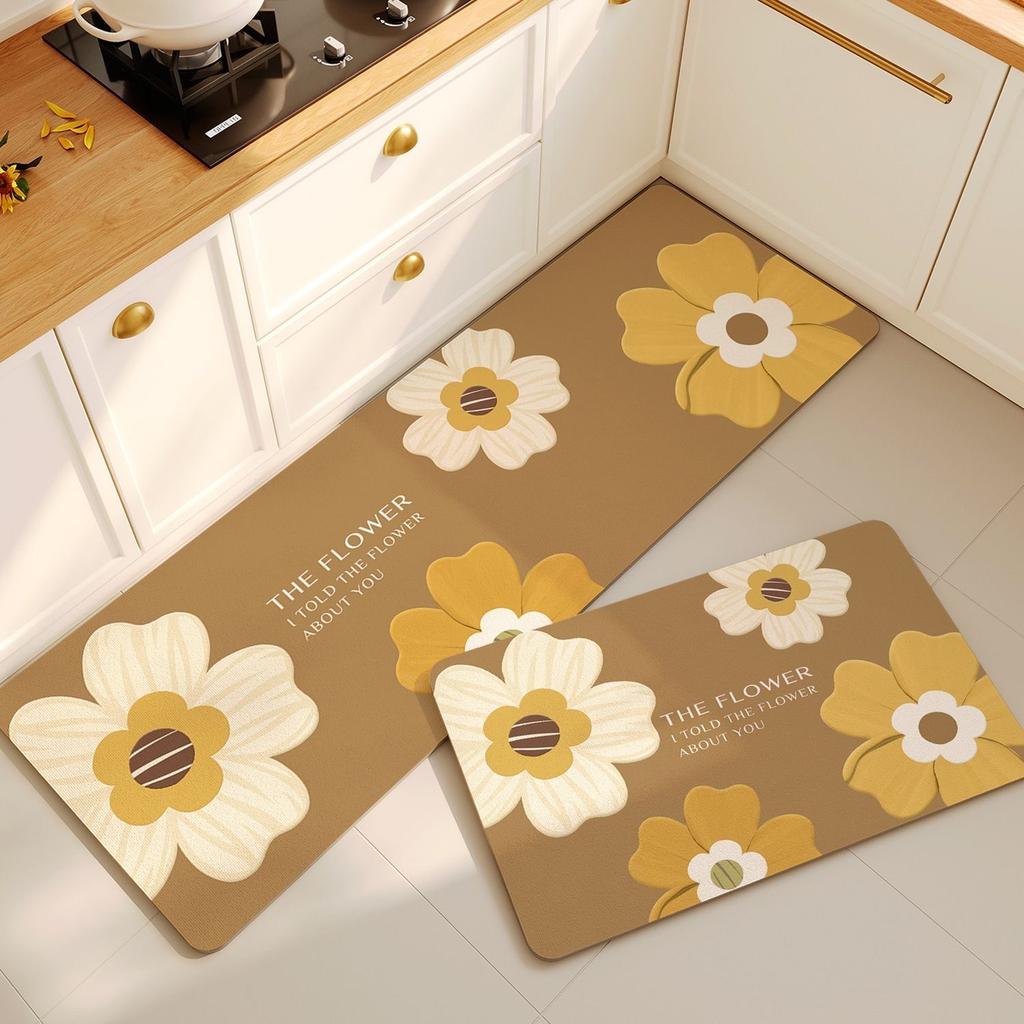 Rug For Kitchen Waterproof Floor Mat Non-Slip Pvc Leather Foot Mats Long Carpet Japanese Style Flower Home Decoration Rugs