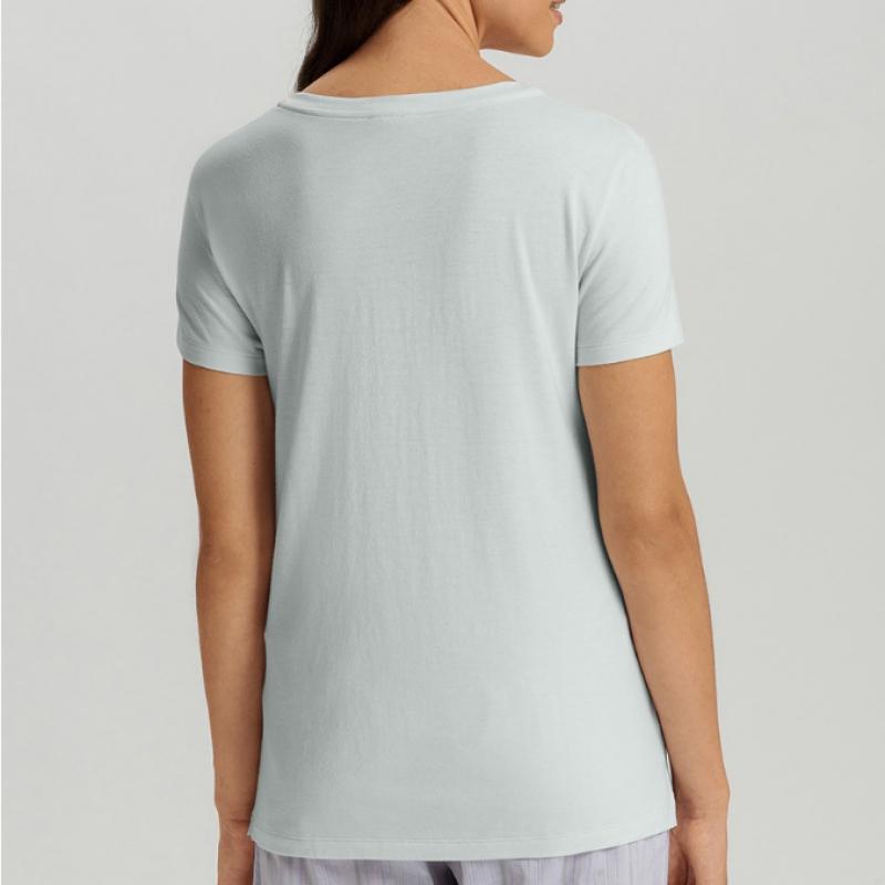 Hanro V Neck ShorT sleeVe T shirT 74842 Vapor whiTe 