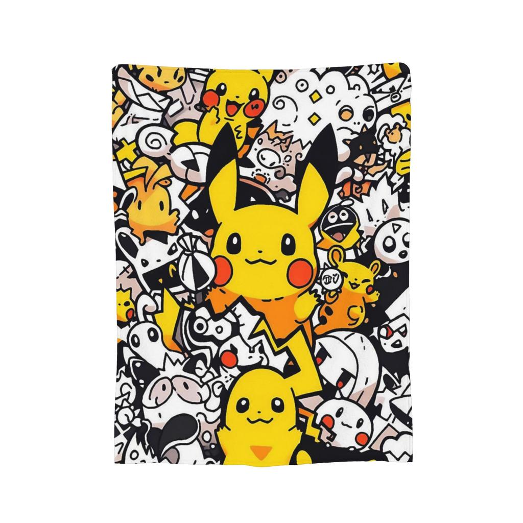 Pokemons Cartoon Pikachu Blankets Fleece Spring Autumn Portable Soft Throw Blankets for Sofa Couch Quilt