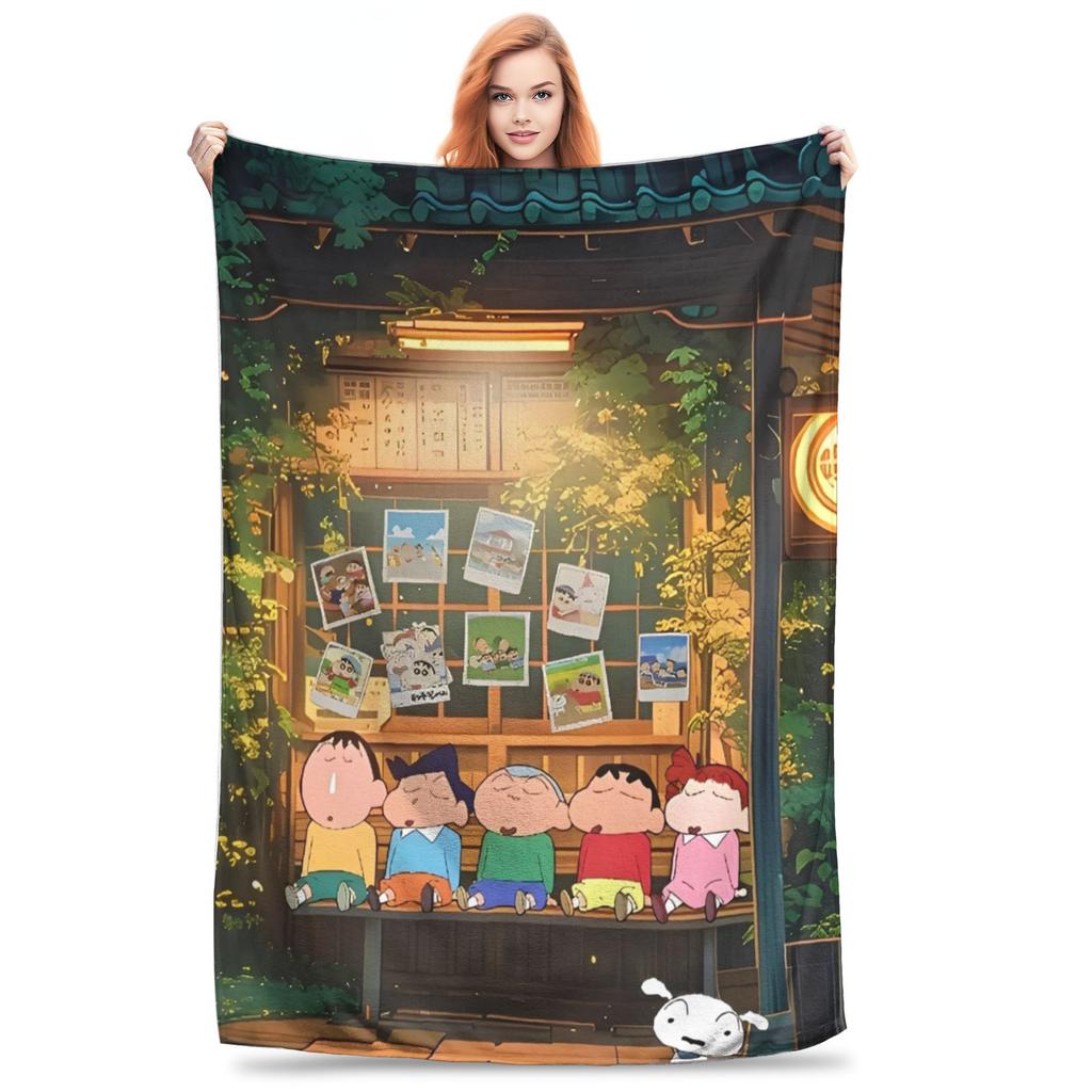 Crayon Shin-chans Cartoon Anime Print Blanket For Men Women Cozy Soft  Throw Blankets for Sofa 50x60 Inches Multi-size