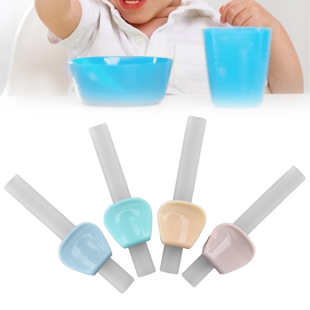 4Pcs Toddler SelfFeeding Straws Baby Reusable Silicone Straw Toddler Soft Drinking Straw