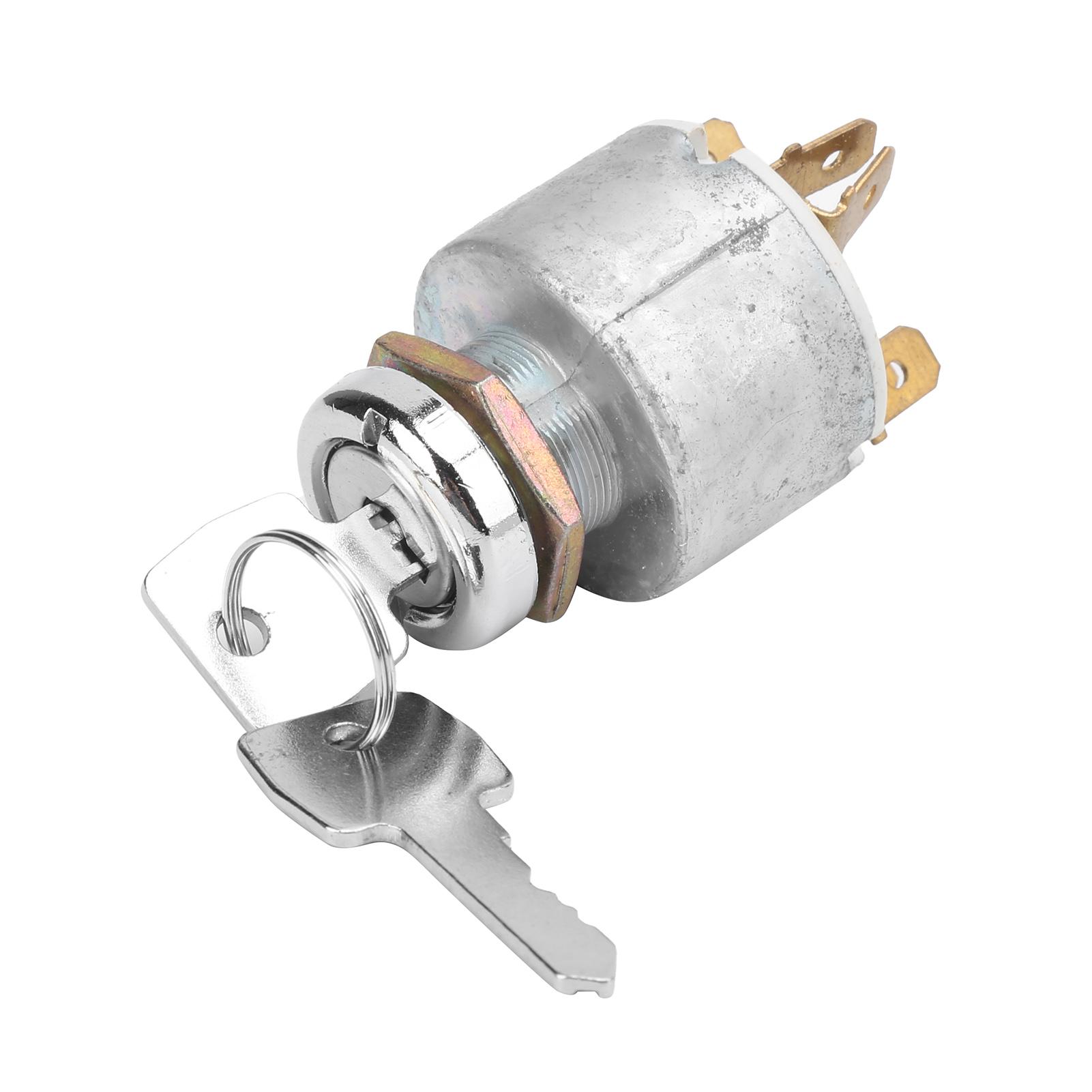 

Universal Ignition Switch Lock Cylinder with Keys Aluminum Alloy Replacement Part for 12V Auto Car
