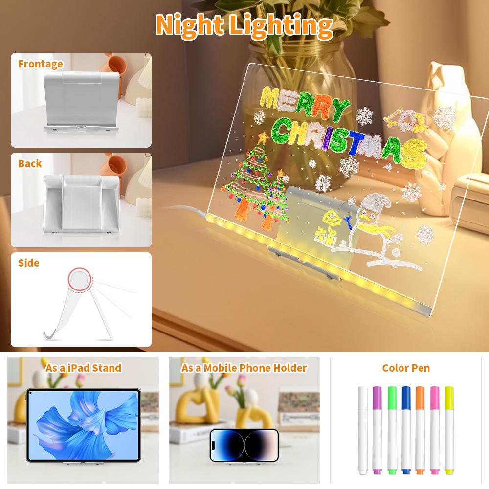 Multifunctional Wipeable Drawing Board & Night Light Art Atmosphere for Kids
