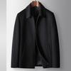 Veste Chaude d'Automne et d'Hiver en Laine Executive à Revers et Fermeture Éclair pour Homme d'Affaires d'Âge Moyen