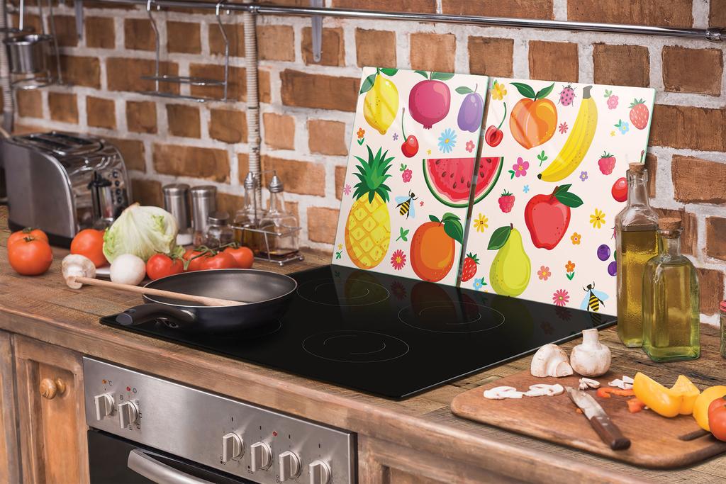 PLACA PROTECTORA DE CRISTAL PARA COCINA 90x52 FRUTAS