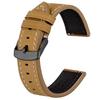 BISONSTRAP Leather Watch Band, 22mm, Quick Release, Business Style, Genuine Leather Watch Strap, Light Brown/Black Buckle