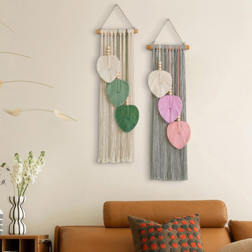 Pink Macrame Leaves Tapestry Wall Decoration Wall Hanging Decor Leaves Tapestry for Living Room
