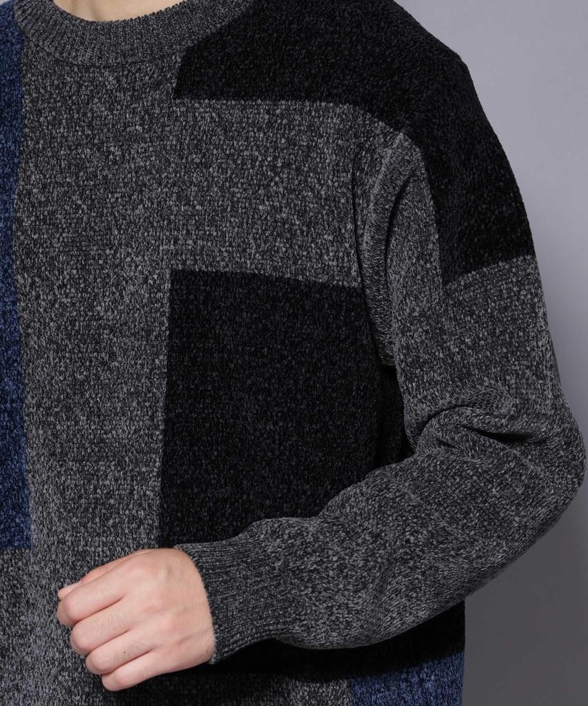 Nano Universe Mohair Blocking Size M Men's Knit, 010, Black, 672-5222226