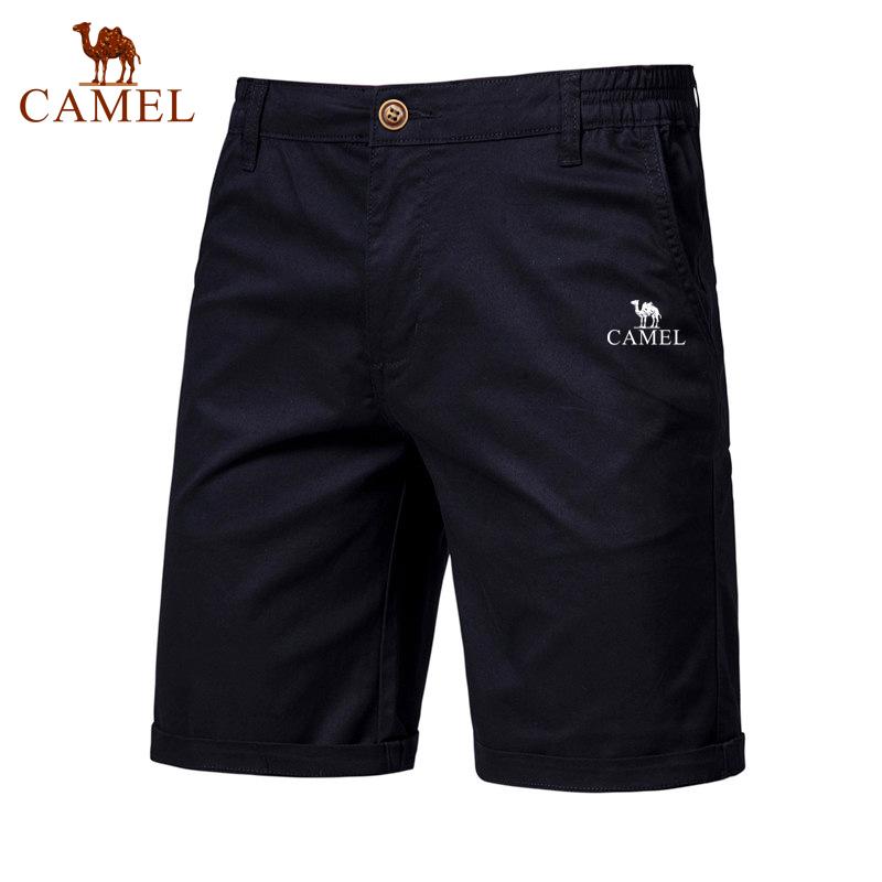 Camel Sommer Broderte Bomull Ensfargede Shorts for Menn Høy Kvalitet Casual Business Sosial Elastisk Midje Badeshorts
