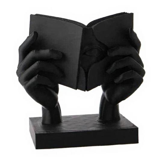 3D Printed Abstract Face & Hand Reading Sculpture, Modern Minimalist Art Figurine, Exquisite Tabletop Ornament, Compact Home Decor for Office чёрный