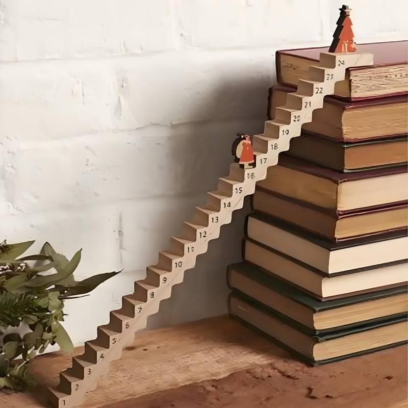Advent Countdown Festive Santa Claus Staircase Wooden Christmas Countdown Calendar
