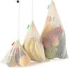 Breathable Cotton Drawstring Storage Bags Assorted Sizes For Freshness Produce Kitchen Organization Sustainable
