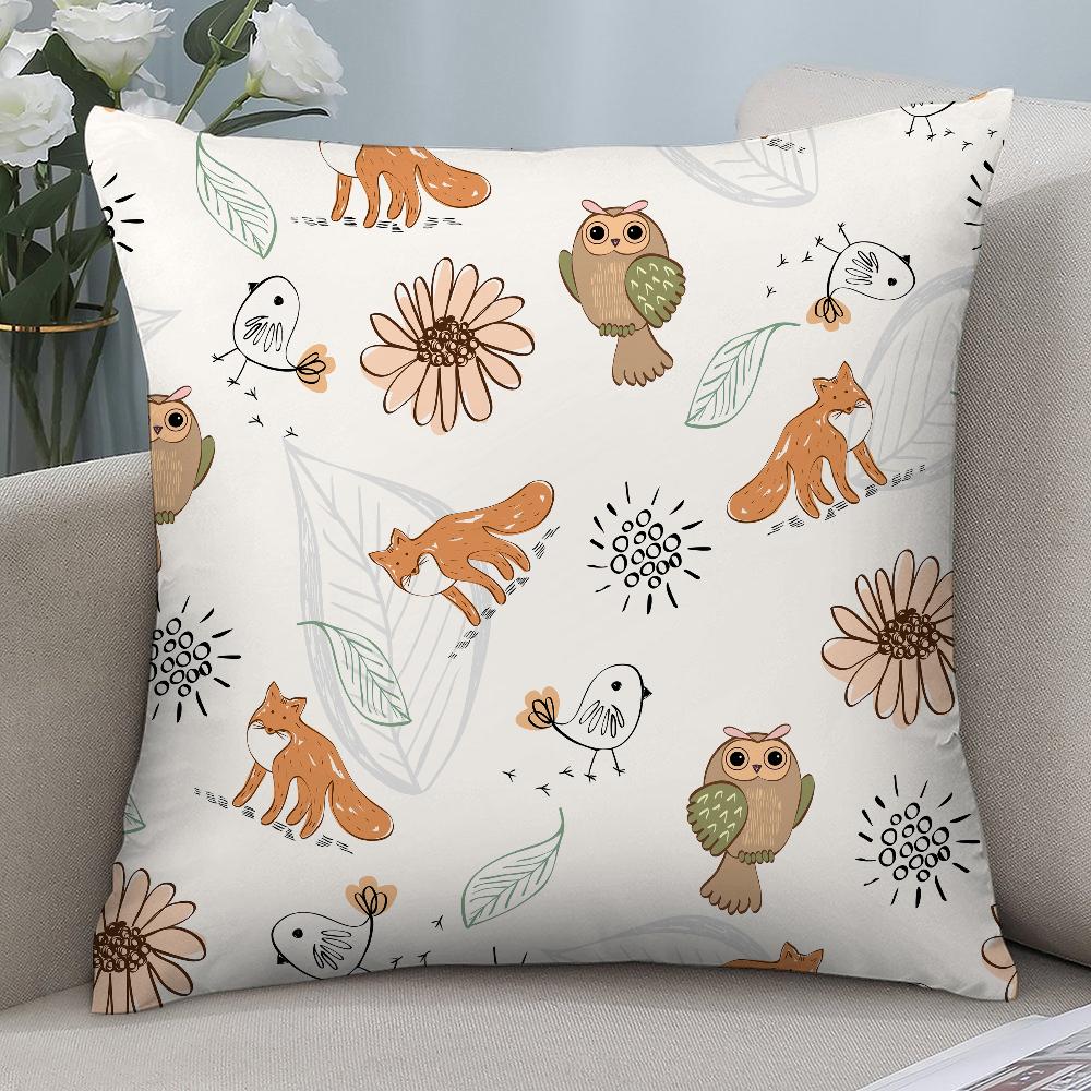 Forest Animals Printed Pillow Case 3D Print Polyester Fiber 40*40 cm Home Sofa Throw Pillow Cover Decoration Festival Gift