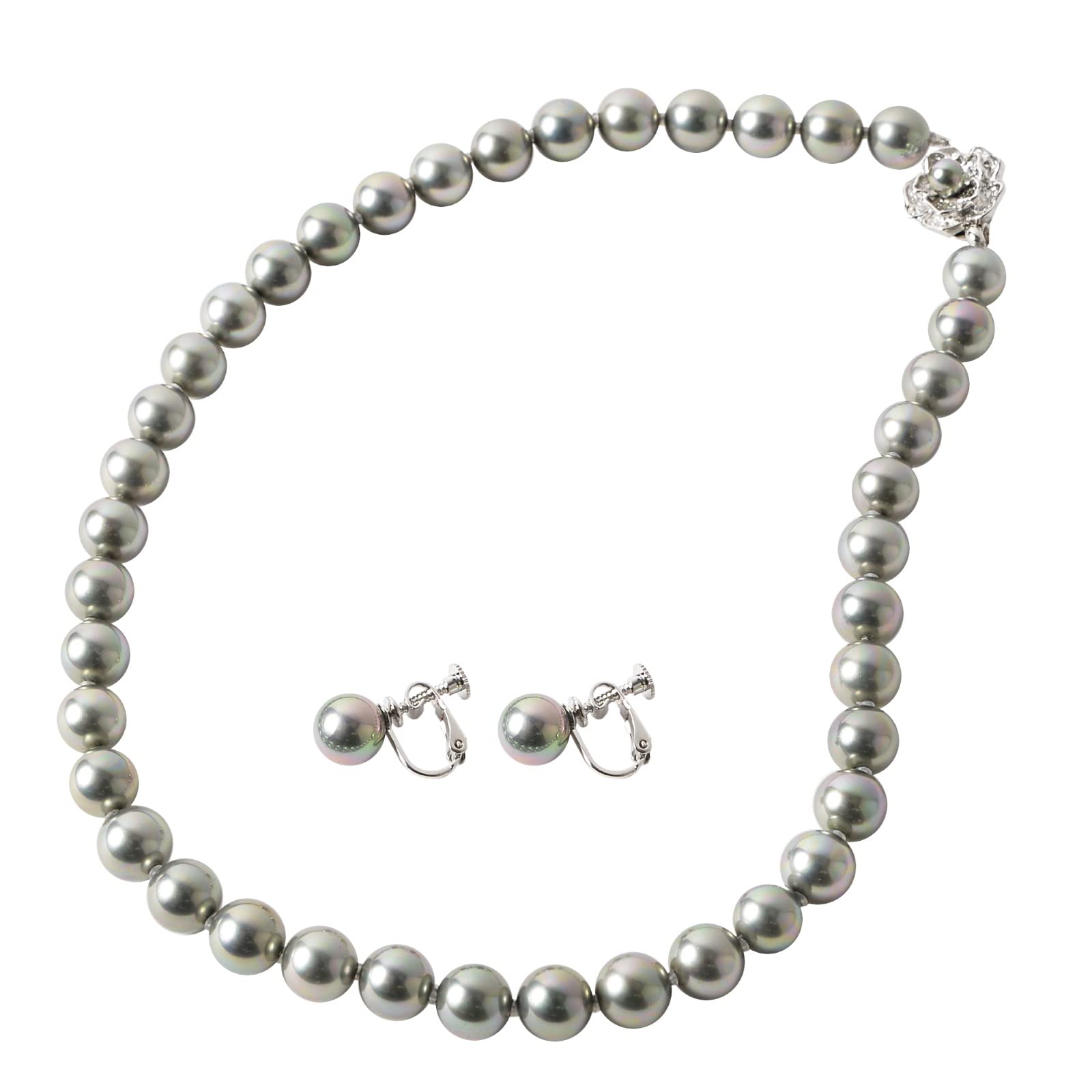 

Жемчужное ожерелье в Японии Жемчуг Ханадама Магнитное ожерелье из жемчужных серег и серег Церемонии поступления в школу Ханадама 38 см Серый [Сделано 8 мм]