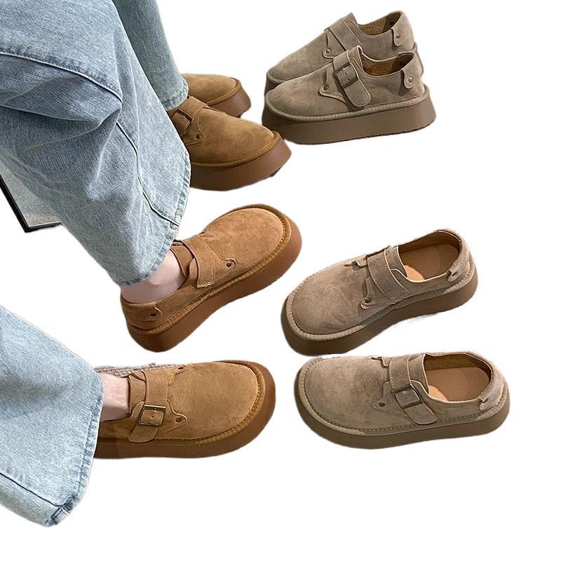 Retro shoes women's spring and summer new one-pedal shoes with thick soles to increase student soft soles