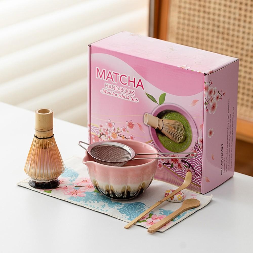 Ceramic Bamboo Japanese Matcha Tea Set Matcha Whisk Holder Reusable Matcha Making Kit Matcha Bowl Matcha Whisk Set Tea Lovers